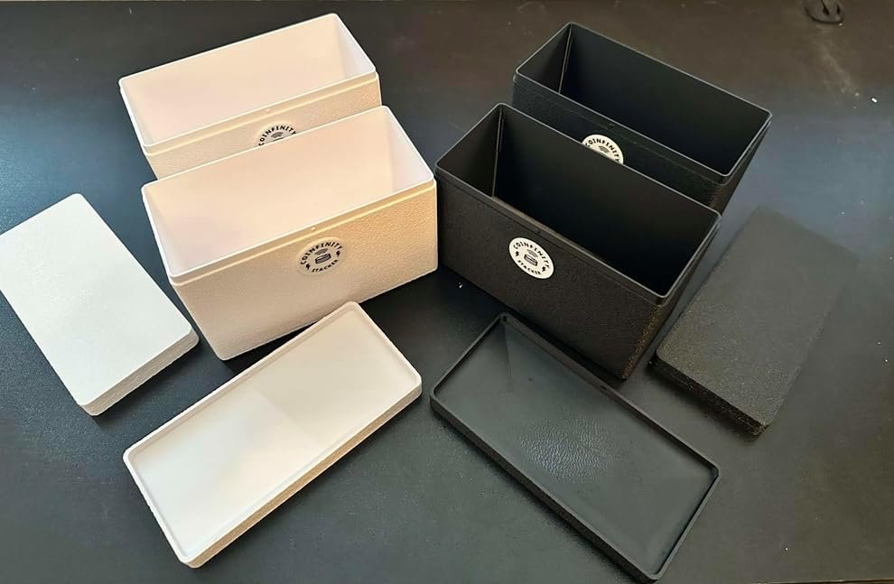 Assay Card Bin – Modular Storage for Gold & Silver Assay Cards – Stackable Bin – Precious Metals Organizer (70 × 148 mm) (Black)