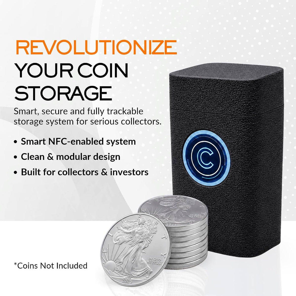 41mm Coin Stacker with NFC Smart Storage Silver Eagles (White)