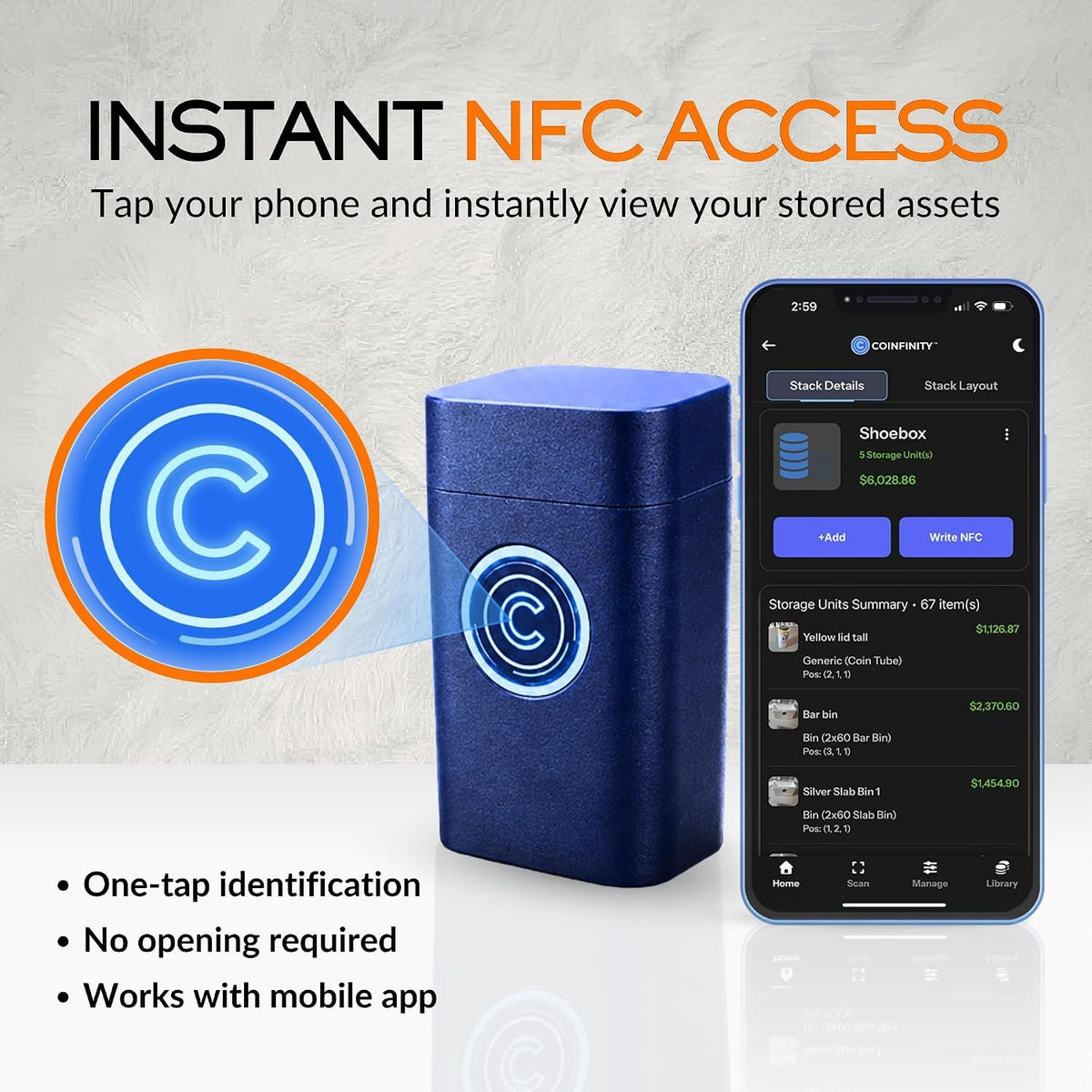 41mm Coin Stacker with NFC Smart Storage Silver Eagles (White)