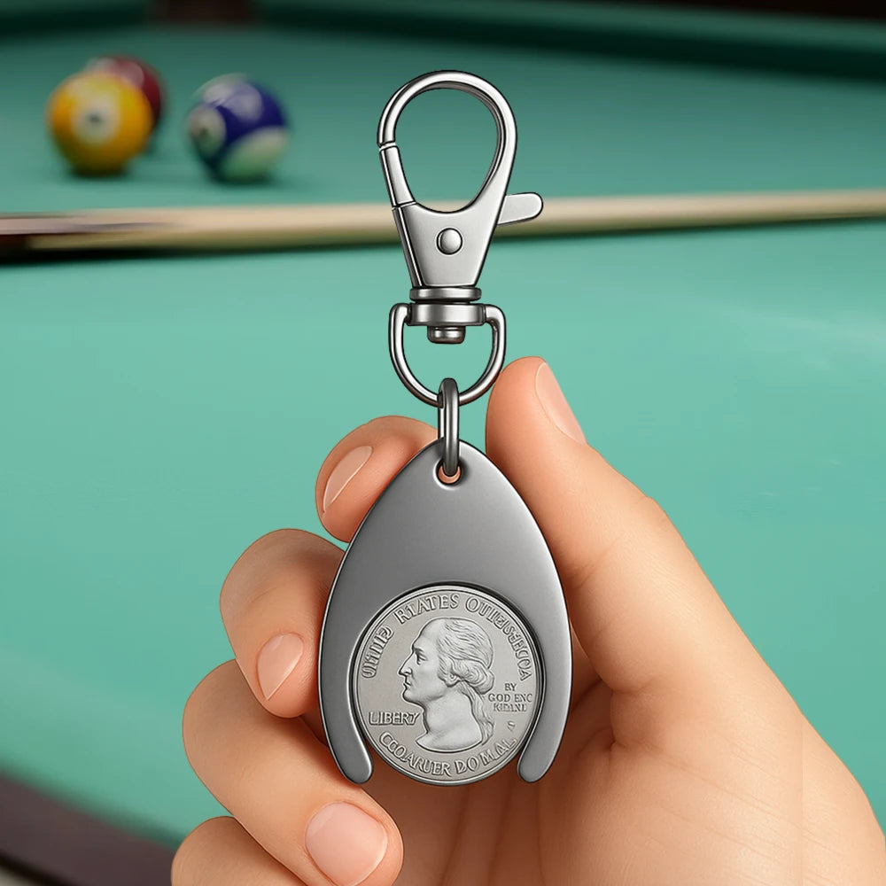 BCB Metal Coin Holder Keychain | Convenient Quarter Holder for Pool & Billiards
