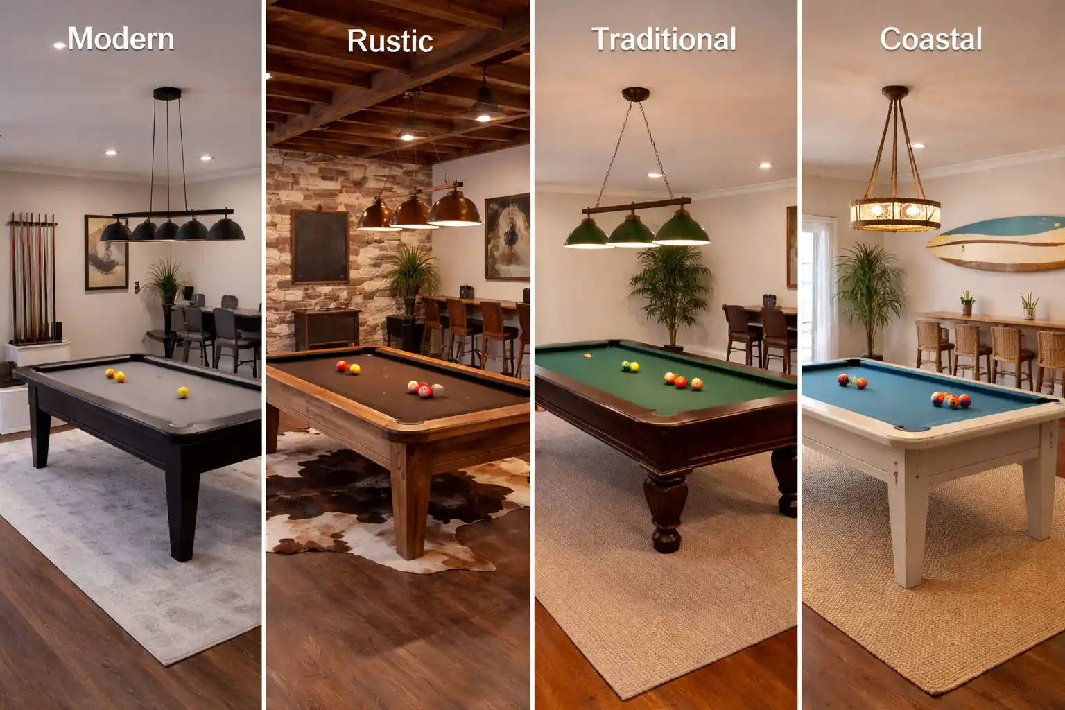 Pool table room ideas modern, rustic, traditional, and coastal designs